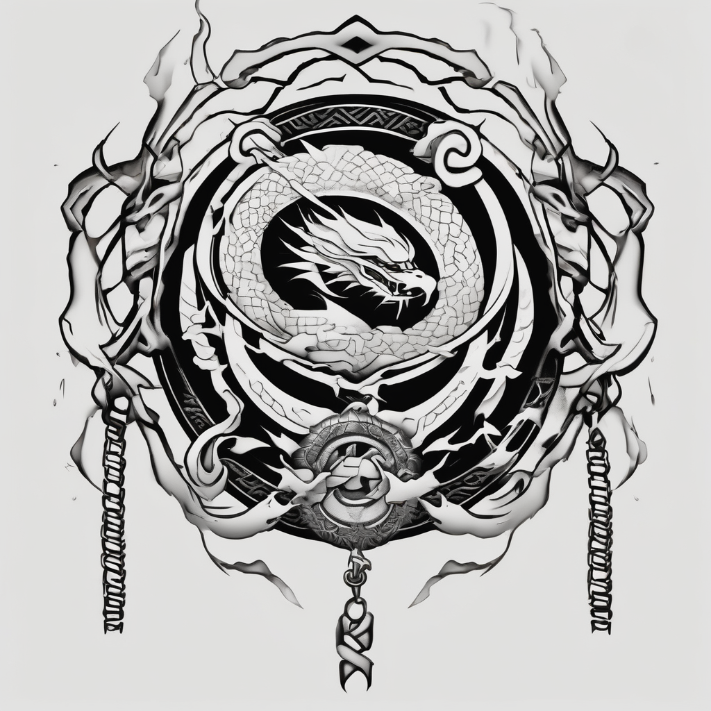 tattoo broken chain english dragon tattoo, design de tatouage Japonais généré par IA